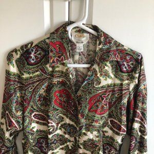 Talbots Long Sleeve Paisley Silk Blouse